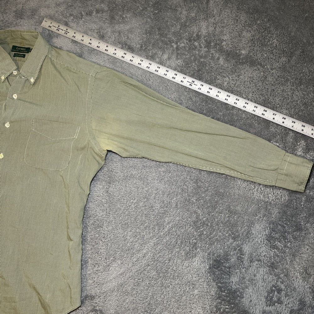 Lauren Ralph Lauren Men's 15.5 32/33 Long Sleeve Polo Shirt Green White Plaid - Picture 9 of 12
